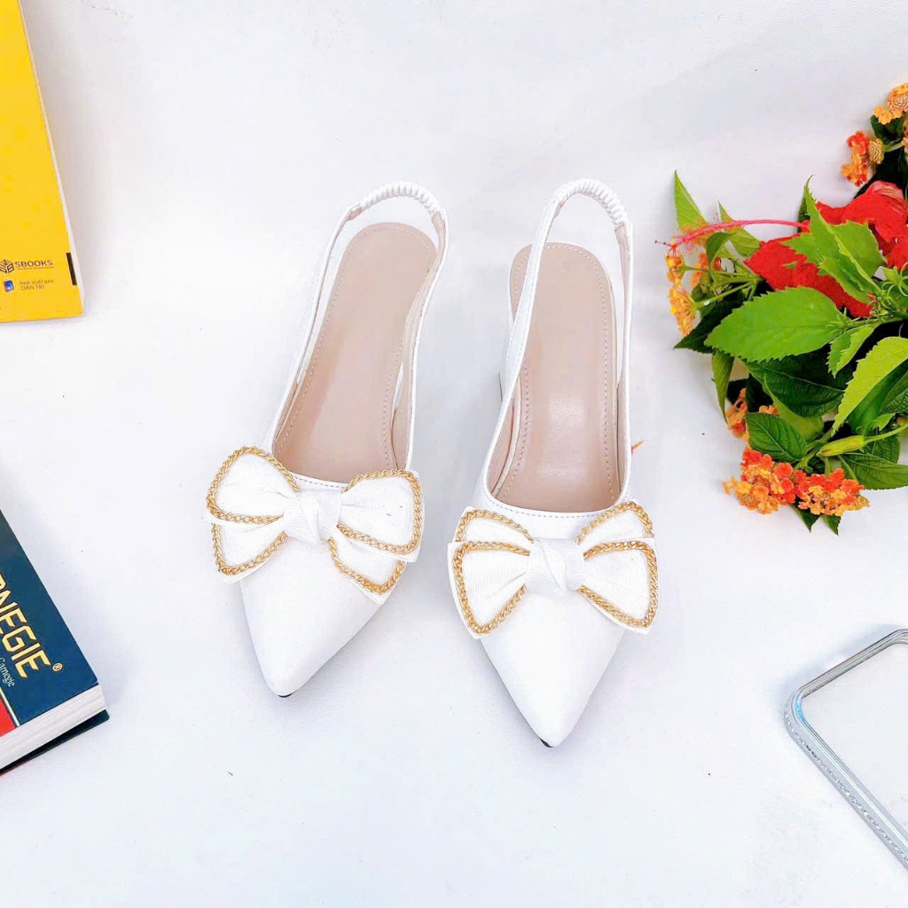 B02- Giày cao gót nơ xích, size 35-40, gót 3-7cm
