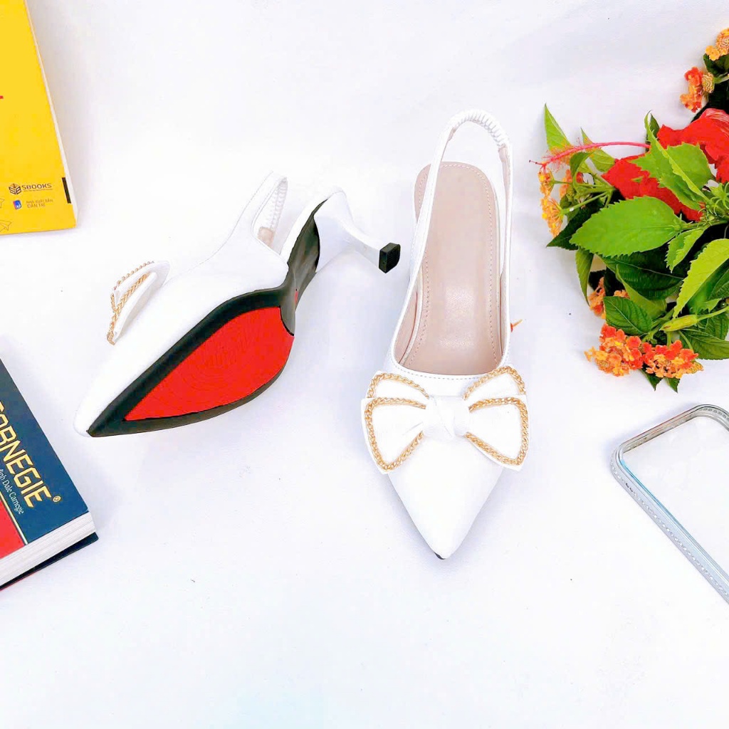 B02- Giày cao gót nơ xích, size 35-40, gót 3-7cm
