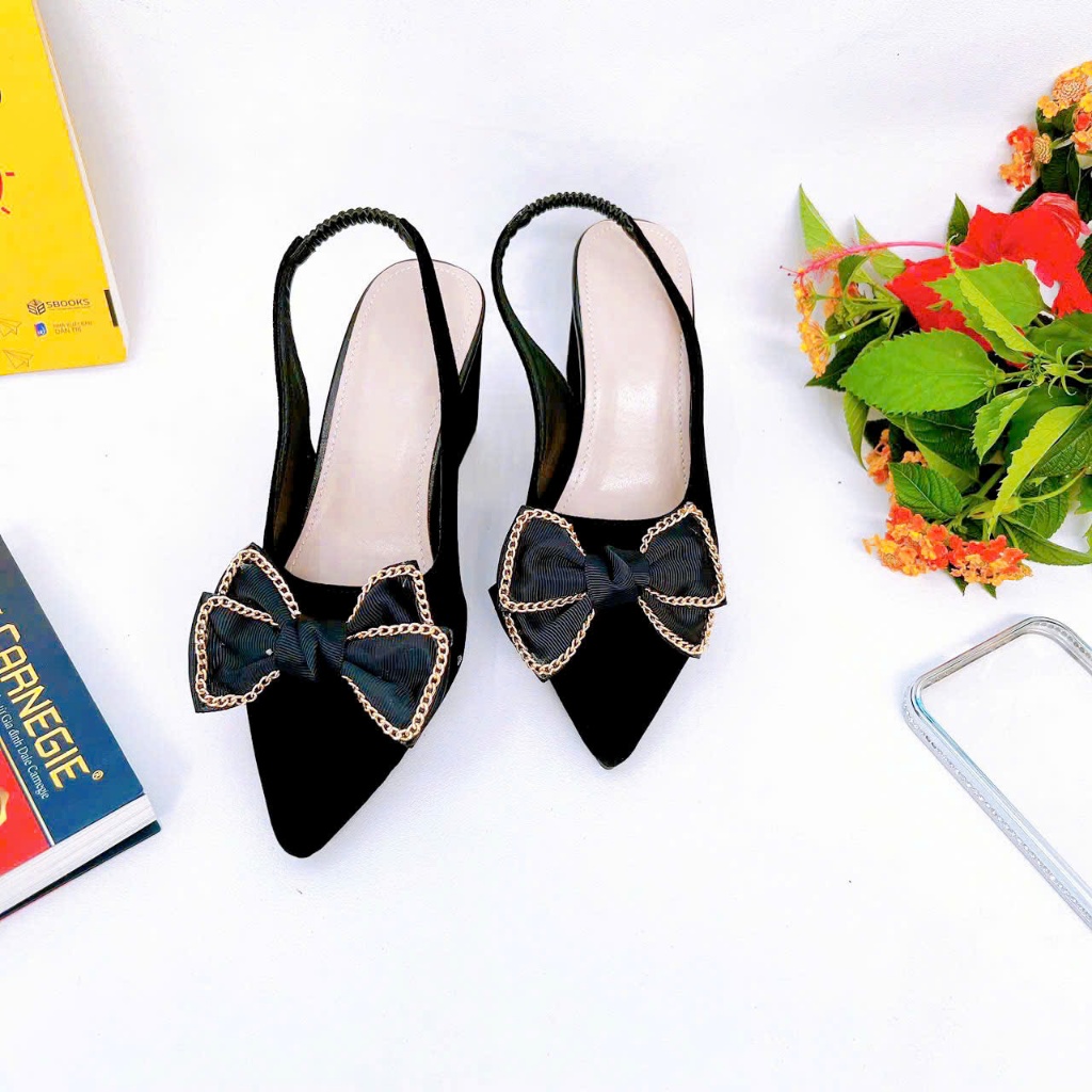 B02- Giày cao gót nơ xích, size 35-40, gót 3-7cm