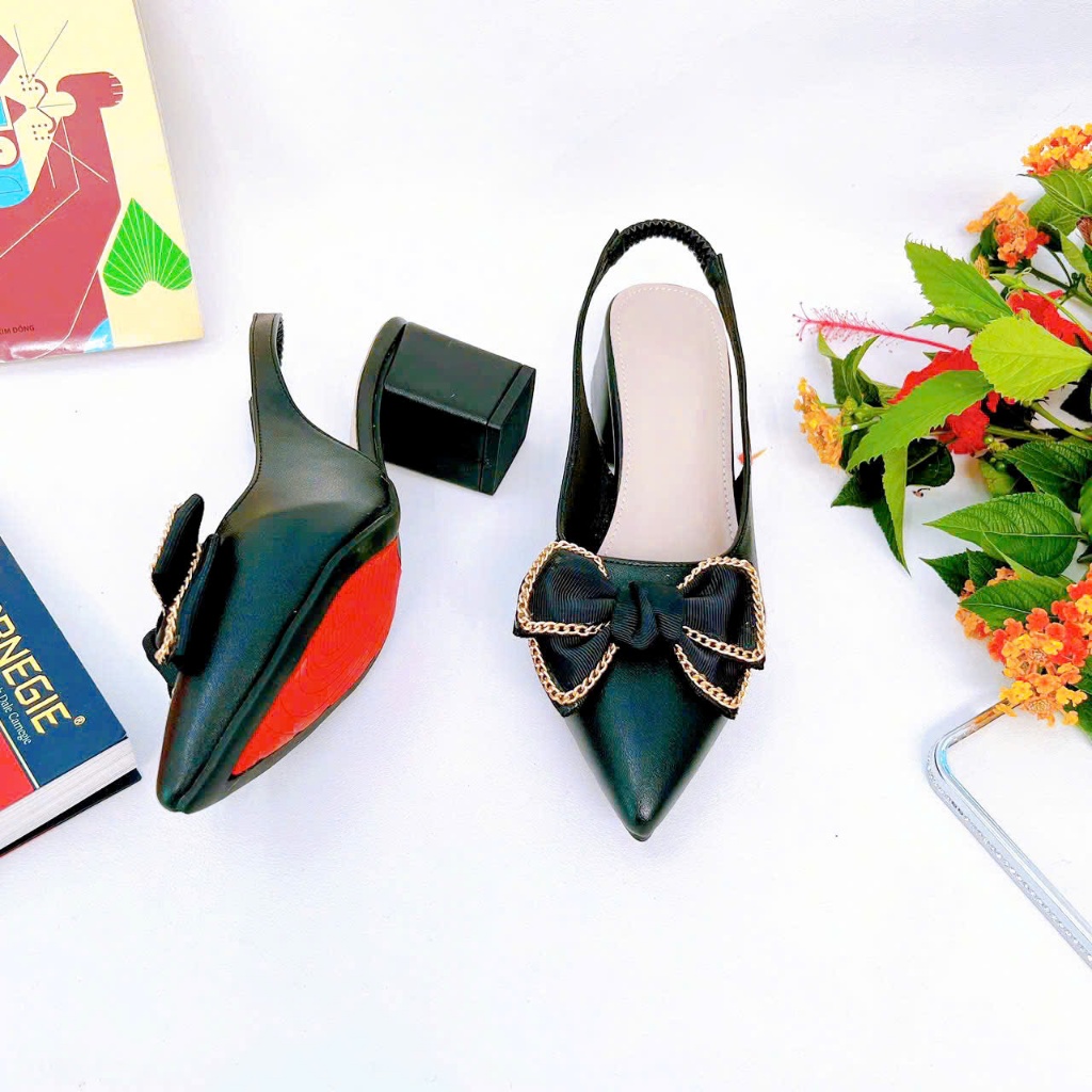 B02- Giày cao gót nơ xích, size 35-40, gót 3-7cm