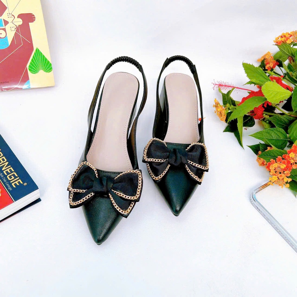 B02- Giày cao gót nơ xích, size 35-40, gót 3-7cm