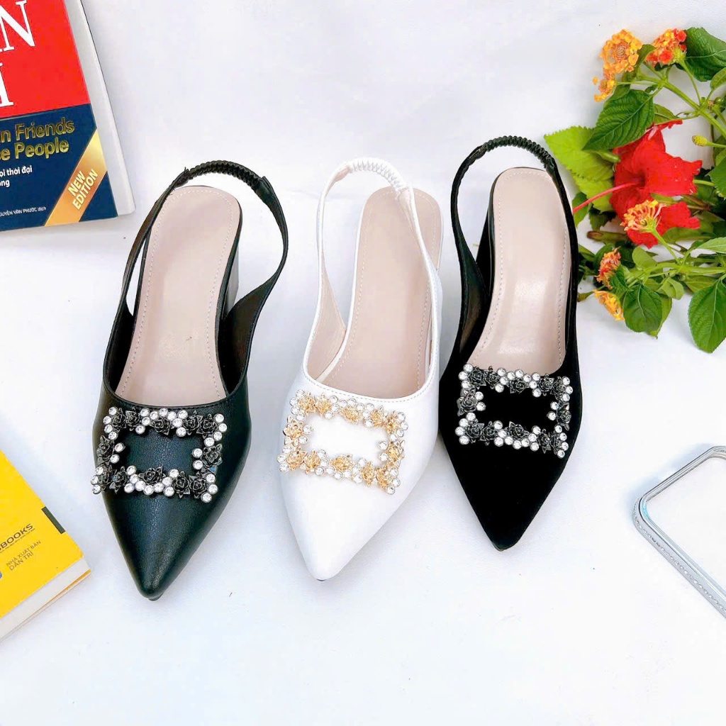 B03- Giày cao gót nơ xích, size 35-40, gót 3-7cm