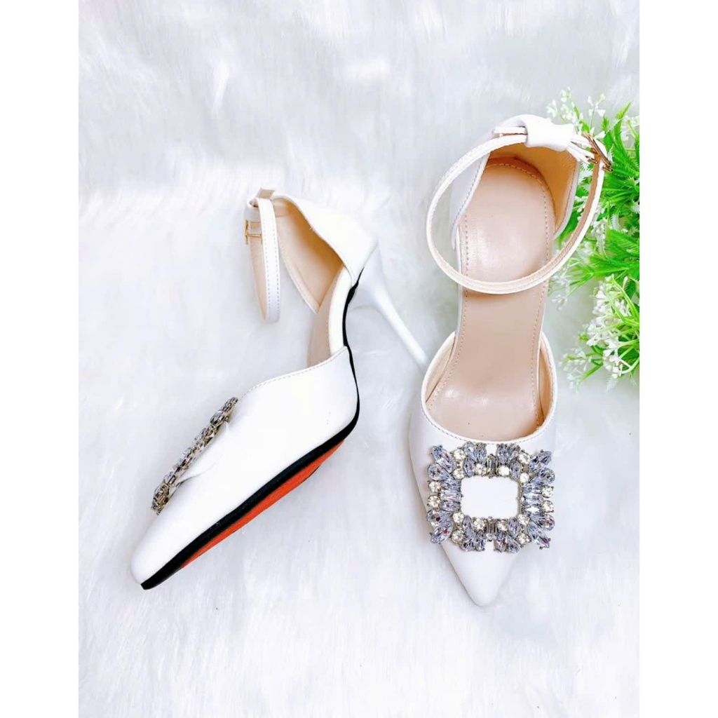 B21- Giày cao gót hậu bít, tag đá vuông, size 35-40, gót cao 3-7cm