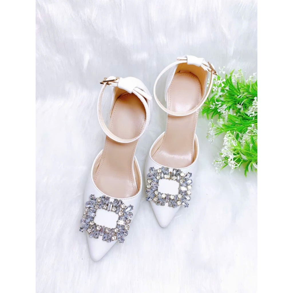 B21- Giày cao gót hậu bít, tag đá vuông, size 35-40, gót cao 3-7cm