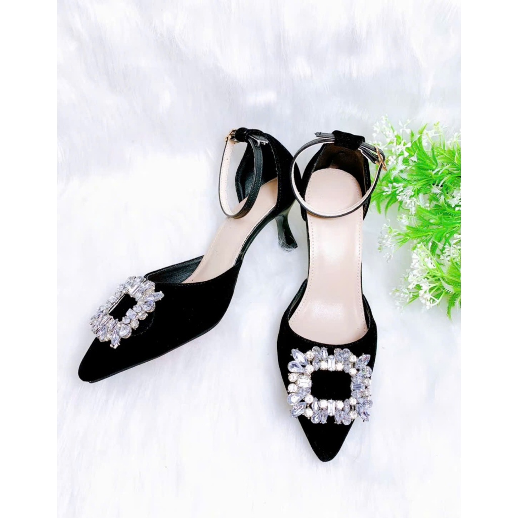 B21- Giày cao gót hậu bít, tag đá vuông, size 35-40, gót cao 3-7cm
