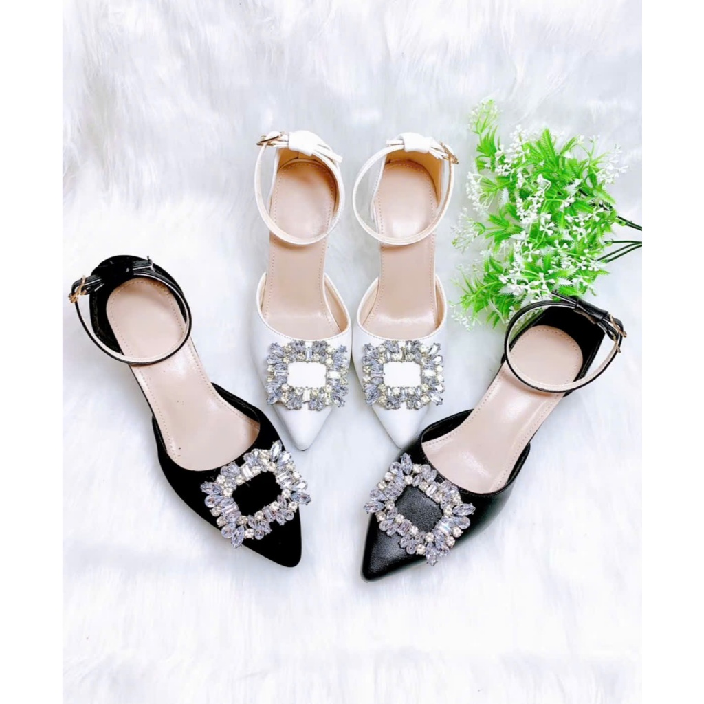 B21- Giày cao gót hậu bít, tag đá vuông, size 35-40, gót cao 3-7cm