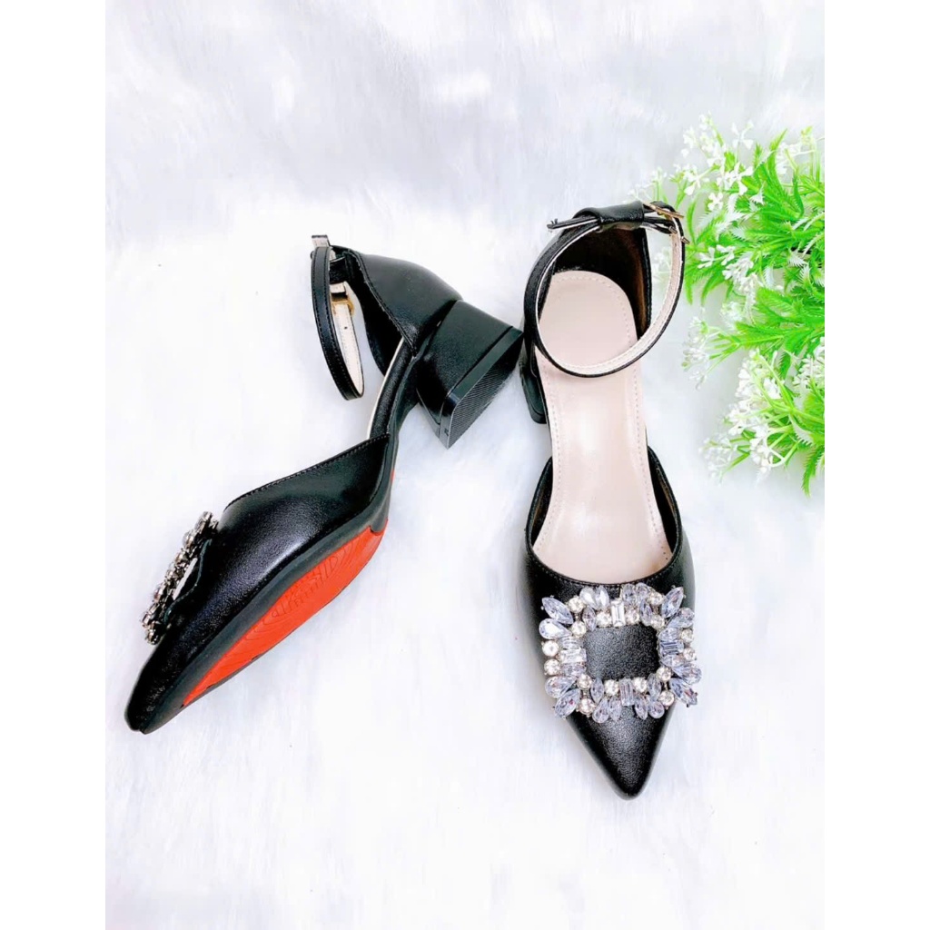 B21- Giày cao gót hậu bít, tag đá vuông, size 35-40, gót cao 3-7cm