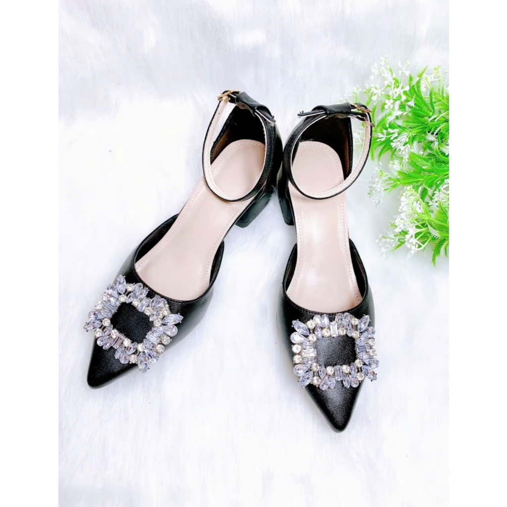 B21- Giày cao gót hậu bít, tag đá vuông, size 35-40, gót cao 3-7cm