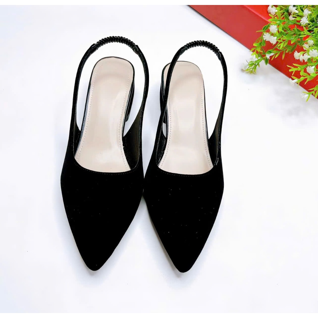 B55- Giày cao gót hậu chun thanh lịch, size 35-40, gót 3-7cm
