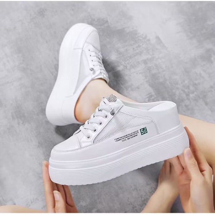 Dép Bao Đầu, dép nửa cao, dép đế nêm, giày trắng không gót cho nữ