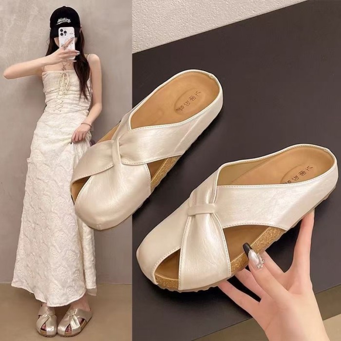 Dép Baotou mùa hè quai chéo nhẹ nhàng dép lười