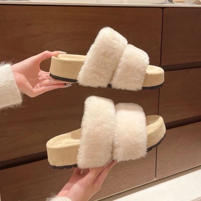 Dép Nàng Tiên Lông Đẹp Áo khoác ngoài nữ đế dày Dép bông ấm đế dày