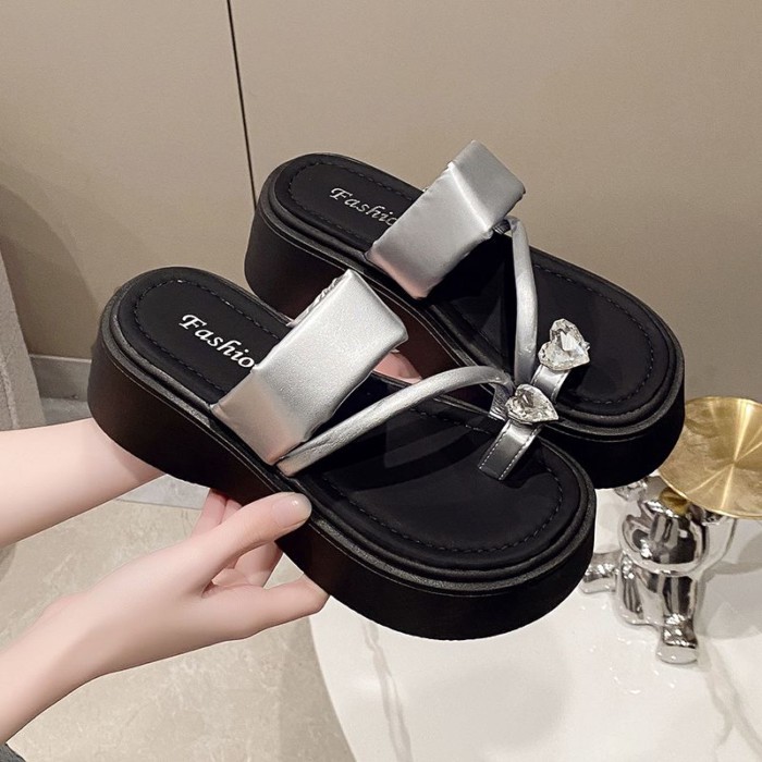 Dép đế dày, dép xỏ ngón đa năng đính đá để mặc ngoài trời, dép xỏ ngón, dép xỏ ngón cho nữ