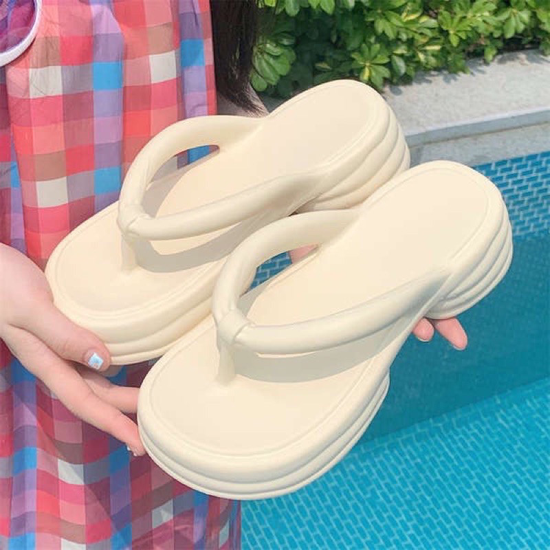 Dép đi biển xỏ ngón đế dày chống trượt phong cách Hàn Quốc cho nữ Dép Tông nhà Min chọn chuẩn size