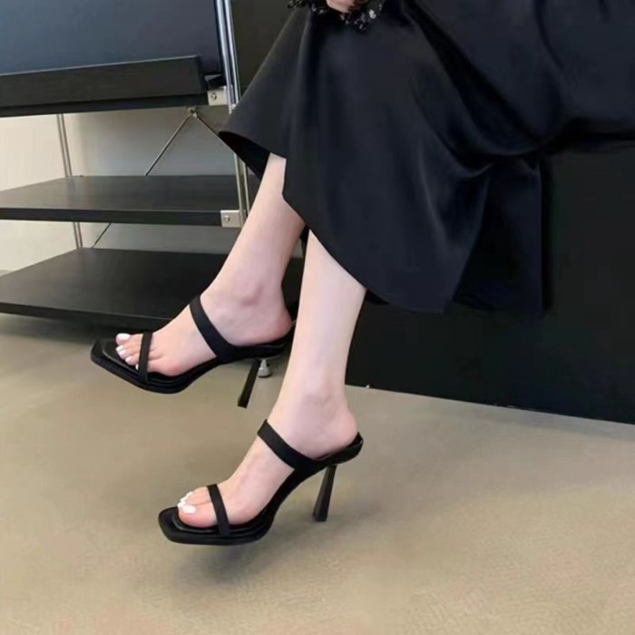 Dép sandal cao gót nữ dây mảnh mùa hè lấp lánh dạ hội