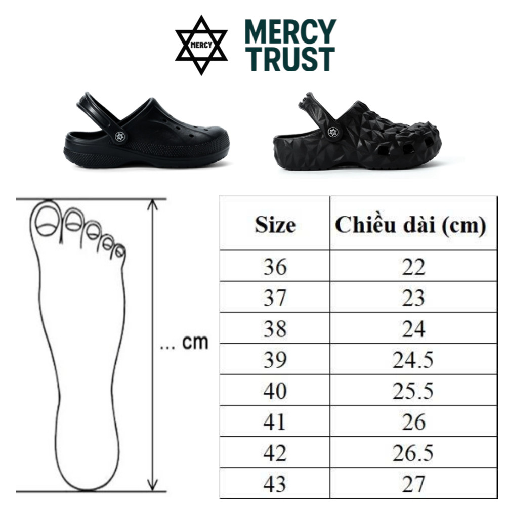 Dép sục MERCY TRUST Kim Cương MC01 chất liệu EVA Êm nhẹ, Chống trượt Tặng Vớ