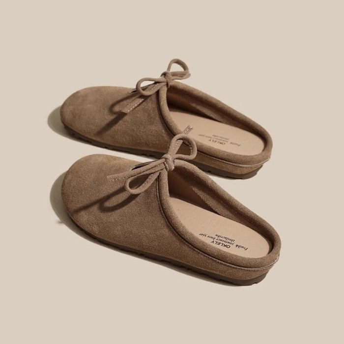 Giày Birkenstock mặc ngoài nữ đế dày đế mềm Birkenstock mũi giày nửa dép xỏ ngón giày lười