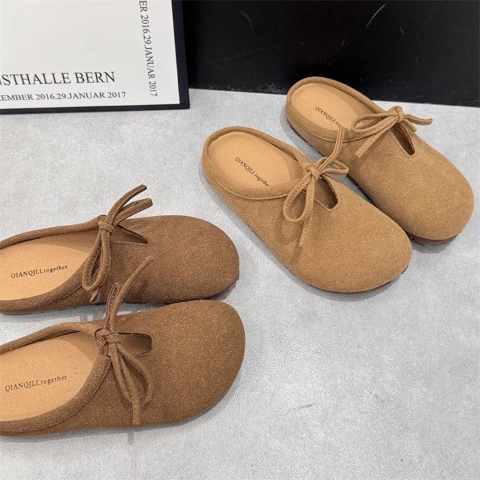Giày Birkenstock mặc ngoài nữ đế dày đế mềm Birkenstock mũi giày nửa dép xỏ ngón giày lười