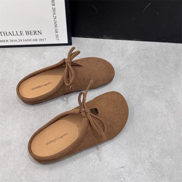 Giày Birkenstock mặc ngoài nữ đế dày đế mềm Birkenstock mũi giày nửa dép xỏ ngón giày lười