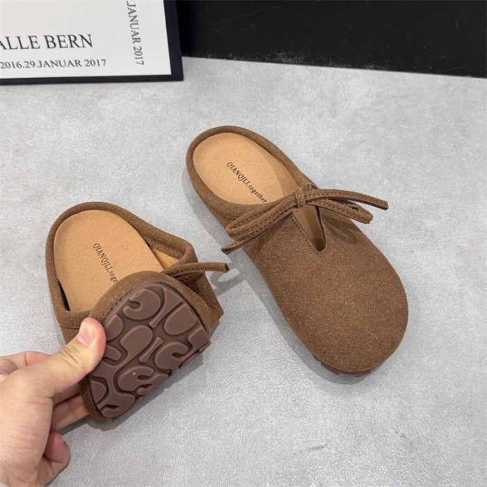 Giày Birkenstock mặc ngoài nữ đế dày đế mềm Birkenstock mũi giày nửa dép xỏ ngón giày lười