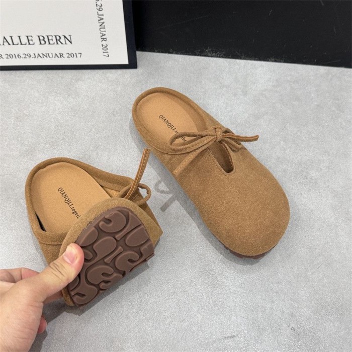 Giày Birkenstock mặc ngoài nữ đế dày đế mềm Birkenstock mũi giày nửa dép xỏ ngón giày lười