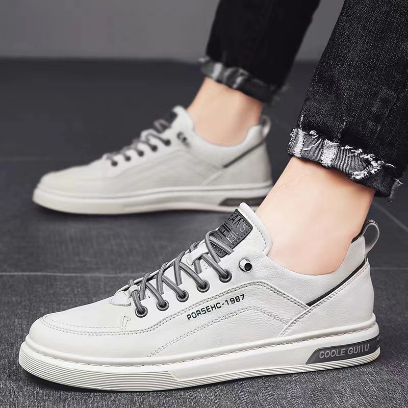 Giày Nam Sneaker Thể Thao Đế Khâu Porserrcc Trắng Đế Khâu Bền Đẹp