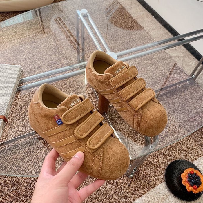 Giày bánh mỳ xấu xí cho nữ, giày Birkenstock mũi to, mũi vỏ Velcro