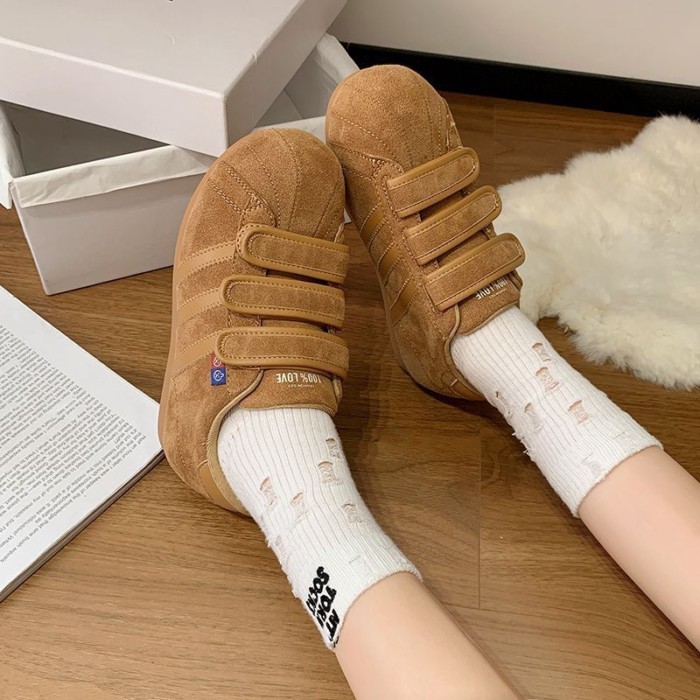 Giày bánh mỳ xấu xí cho nữ, giày Birkenstock mũi to, mũi vỏ Velcro