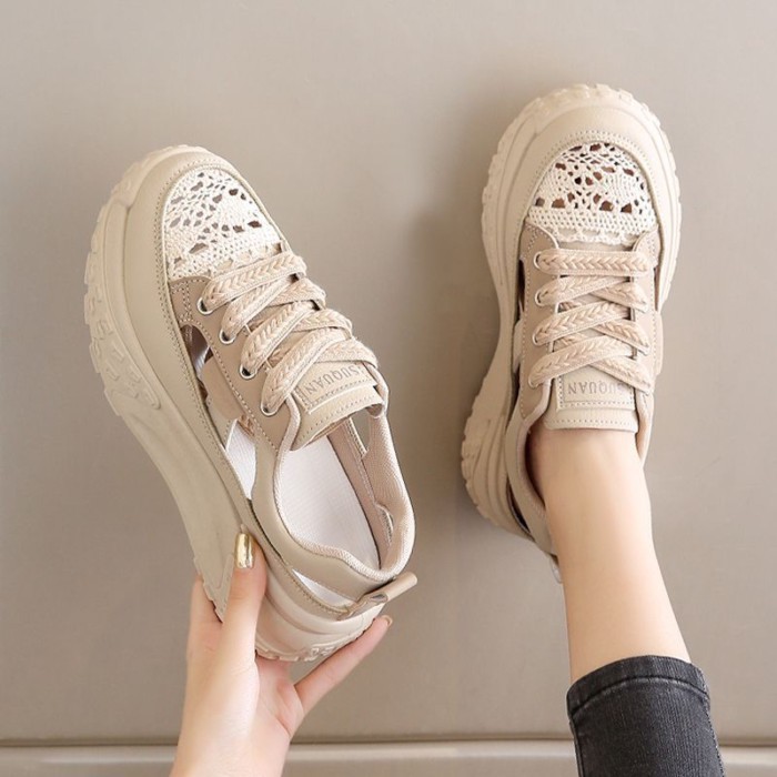 Giày bố nữ lưới thoáng khí đế dày thể thao thông thường giày sandal rỗng đế mềm nhẹ