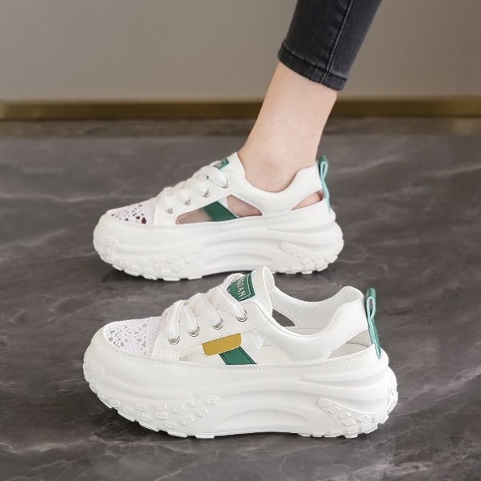 Giày bố nữ lưới thoáng khí đế dày thể thao thông thường giày sandal rỗng đế mềm nhẹ