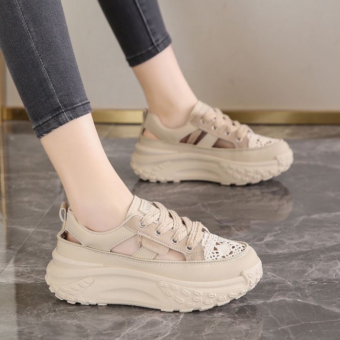 Giày bố nữ lưới thoáng khí đế dày thể thao thông thường giày sandal rỗng đế mềm nhẹ