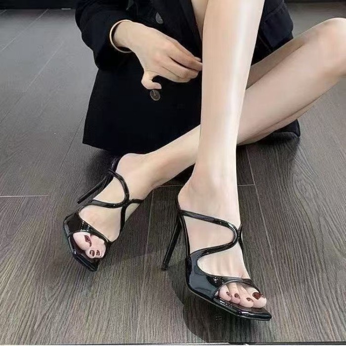 Giày cao gót nhọn, sandal, sandal quai ngang màu nude cho nữ, giày cao gót hở mũi, áo khoác ngoài n