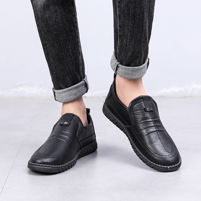 Giày lười nam da pu cao cấp GN07M Logo CS