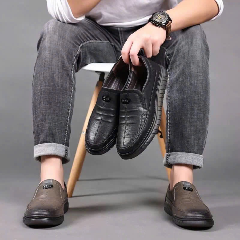 Giày lười nam da pu cao cấp GN07M Logo CS