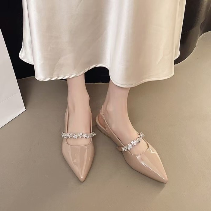 Giày nữ chân váy, sandal mũi nhọn, giày đế bệt nữ Mary Jane