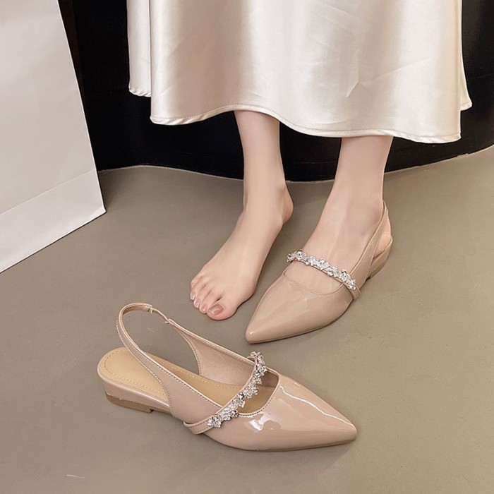 Giày nữ chân váy, sandal mũi nhọn, giày đế bệt nữ Mary Jane