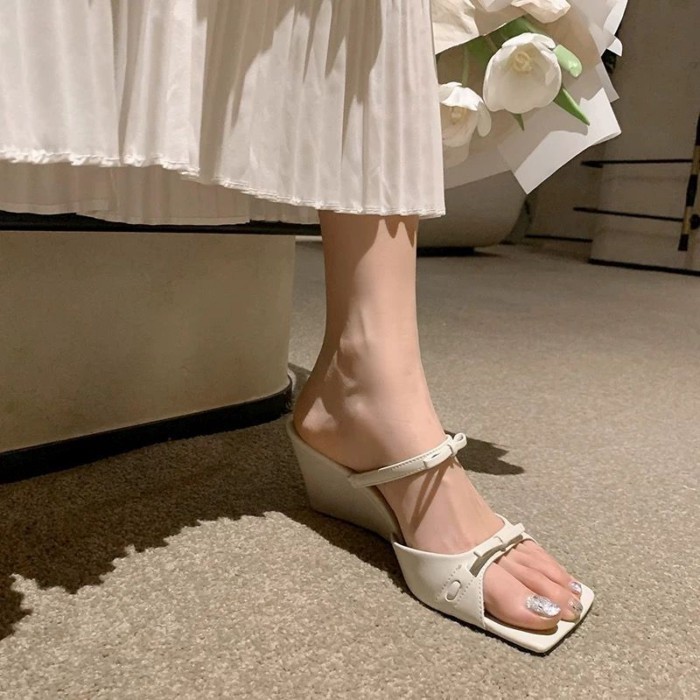 Giày sandal cao gót nơ kiểu Pháp hở mũi thanh lịch Giày thể thao mùa hè