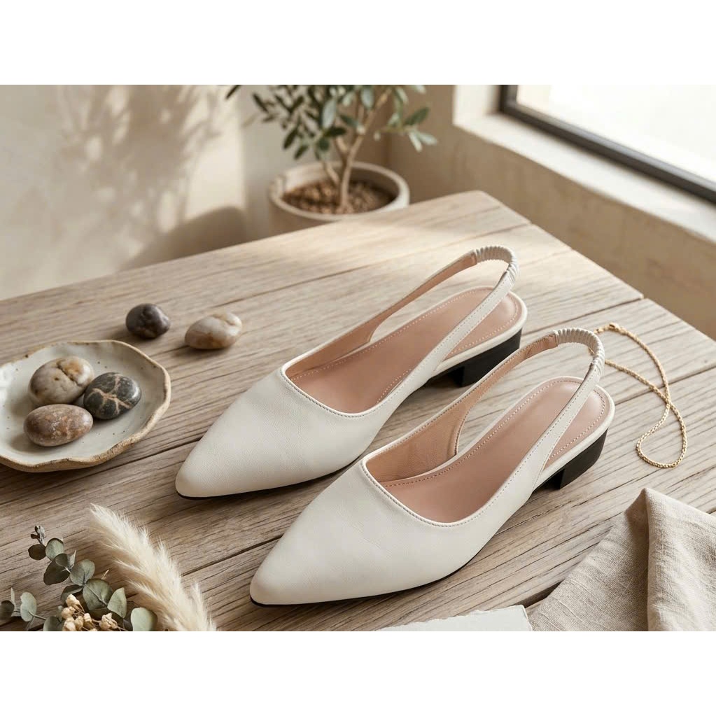 H01-Giày mũi nhọn gót 3cm ,3 màu Trắng, Đen Nhung, Đen Lì