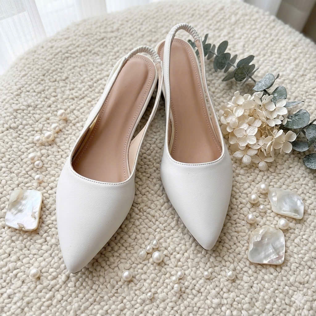 H01-Giày mũi nhọn gót 3cm ,3 màu Trắng, Đen Nhung, Đen Lì