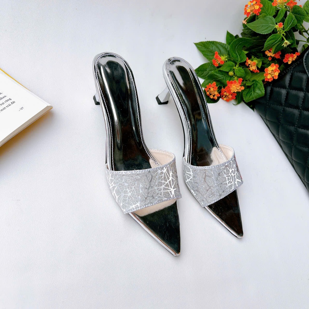 H21 - Giày cao gót hở mũi da Kim Sa, gót 3cm-7cm