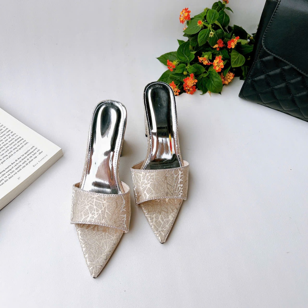 H21 - Giày cao gót hở mũi da Kim Sa, gót 3cm-7cm