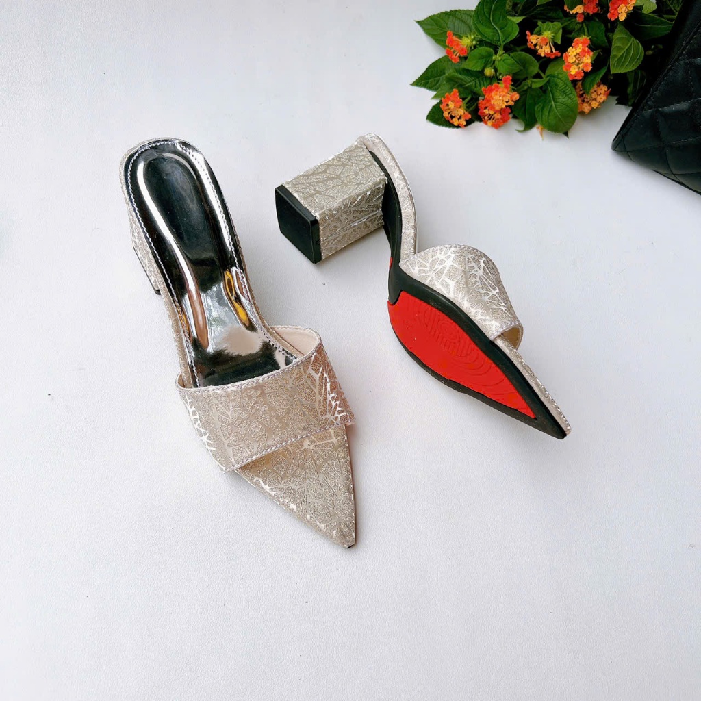 H21 - Giày cao gót hở mũi da Kim Sa, gót 3cm-7cm