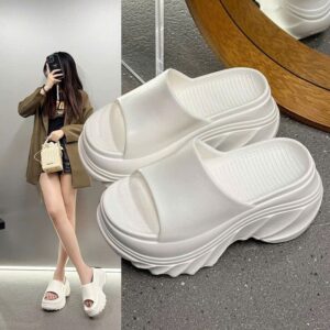 Dép Lê Nữ Quai Ngang Đúc Nguyên Khối Eva Siêu Bền Đế Độn 9cm Cao Cấp