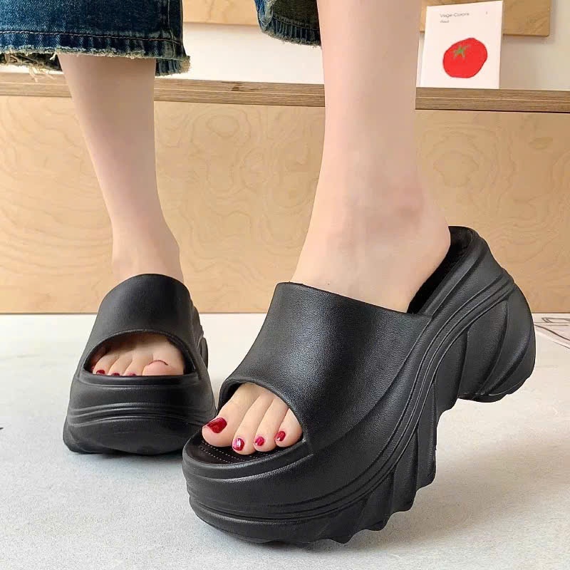 Dép Lê Nữ Quai Ngang Đúc Nguyên Khối Eva Siêu Bền Đế Độn 9cm Cao Cấp