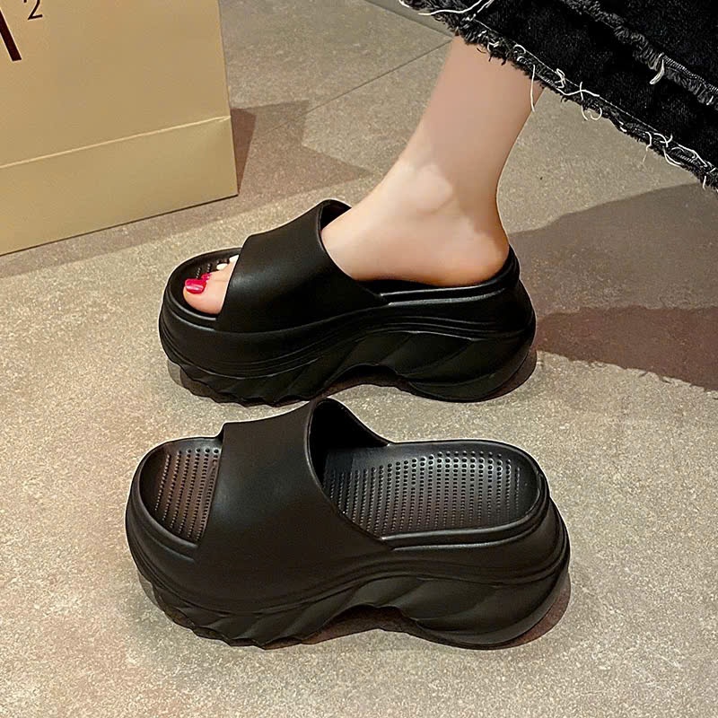 Dép Lê Nữ Quai Ngang Đúc Nguyên Khối Eva Siêu Bền Đế Độn 9cm Cao Cấp