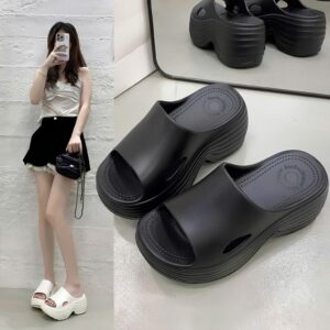 Dép Nữ Quai Ngang Đế Vân Sóng Cao 9cm Đúc Nguyên Khối Thời Trang Hot Trends