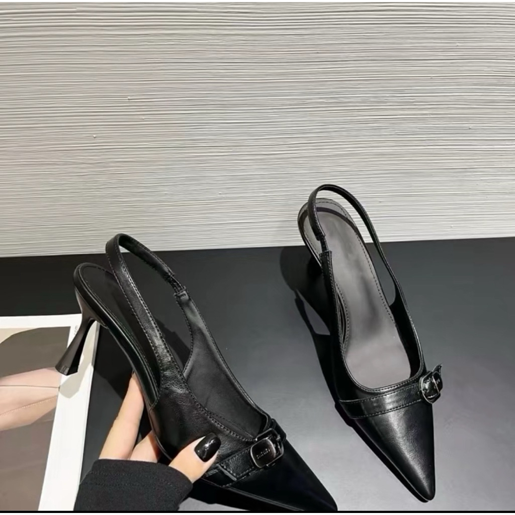 Giày cao gót 7p,9p da lỳ phối khoá ngang phong cách đơn giản phù hợp đi hàng ngày LC56