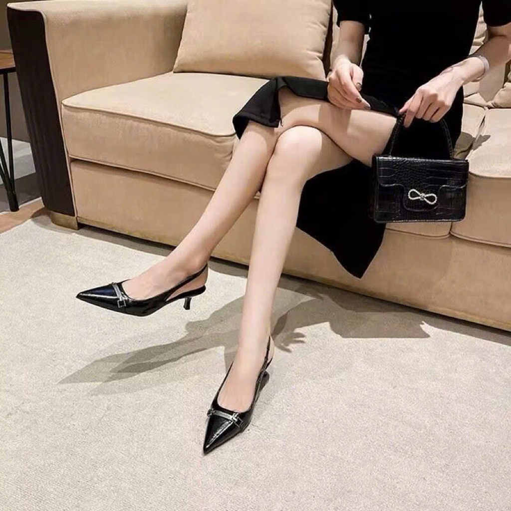 Giày cao gót da lỳ 7p phong cách trẻ trung, năng động phù hợp đi hàng ngày LC56