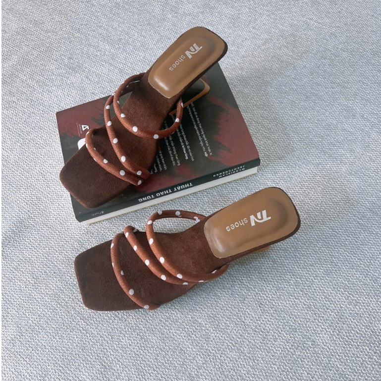 cao gót đế thuyền, guốc cao gót quai mảnh chấm bi TN SHOES - phong cách sang chảnh tôn dáng G01